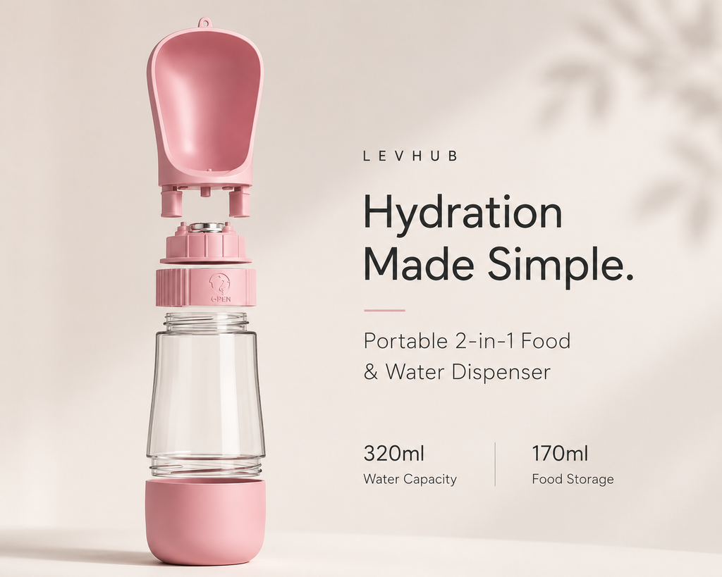 LevHub | Portable 2-in-1 Pet Food & Water Dispenser LevHub