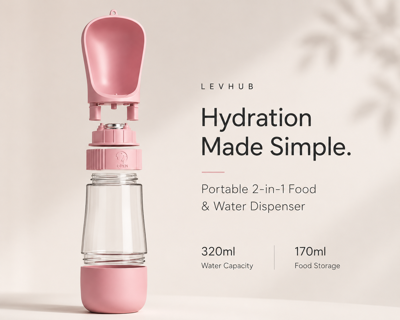 LevHub | Portable 2-in-1 Pet Food & Water Dispenser LevHub