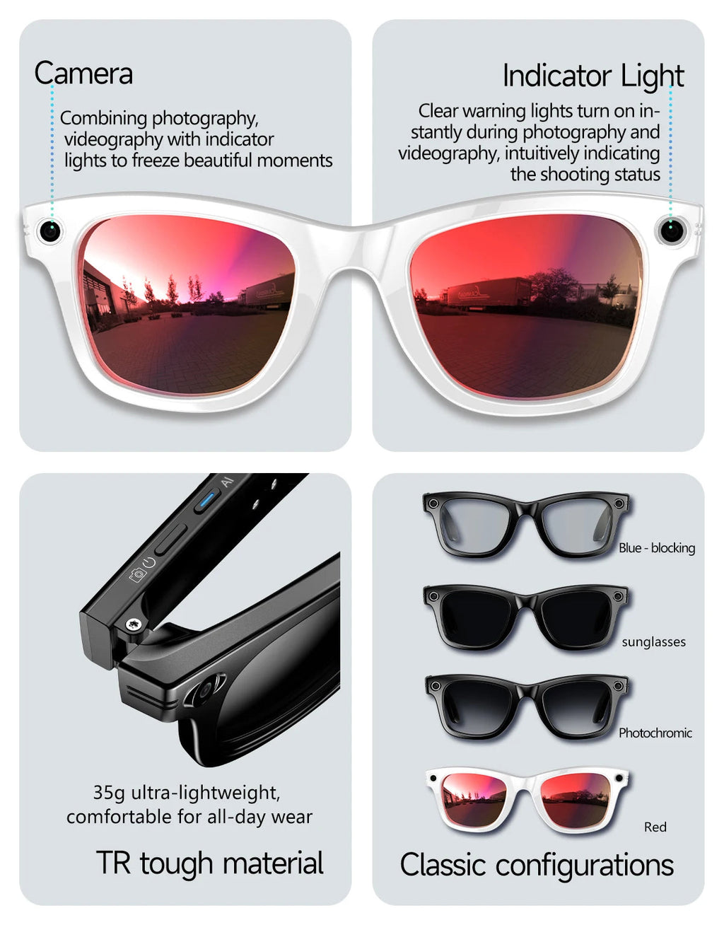New 800W Camera AI Glasses Men Color-Changing Smart Translation Glasses Photo Video Recording Waterproof Call Smart Sunglasses LevHub