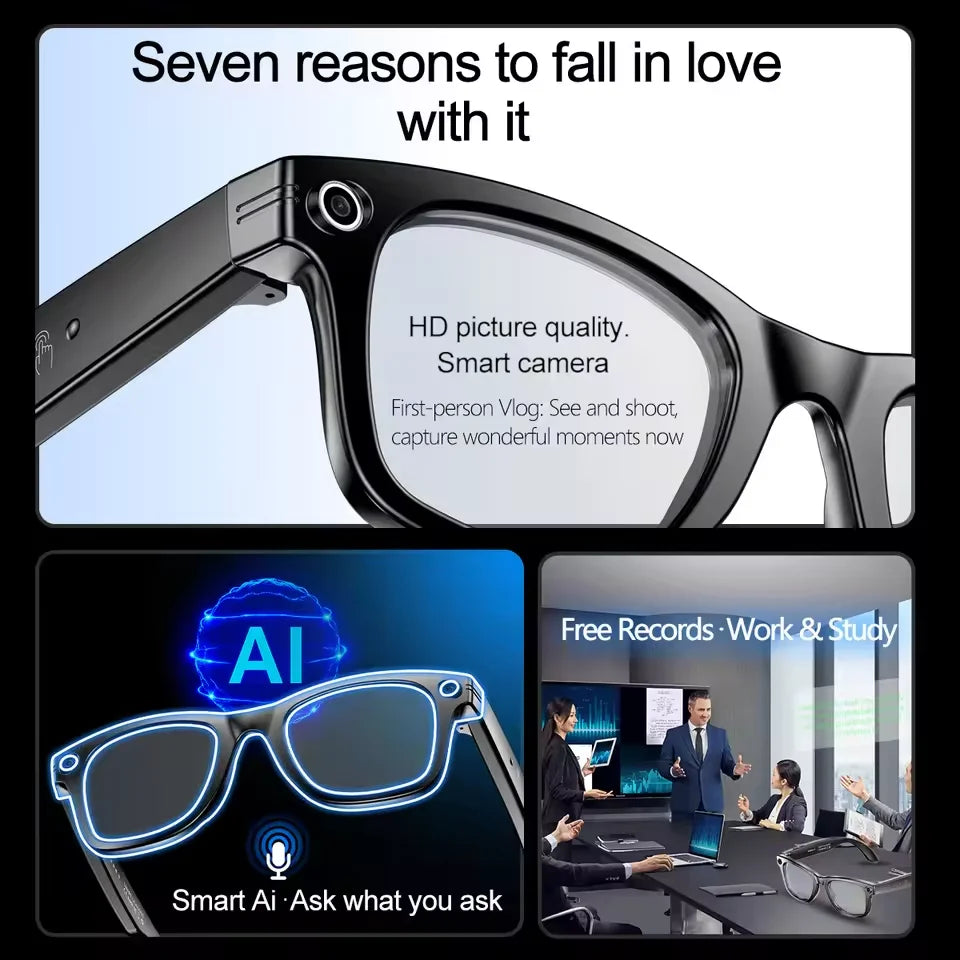 New 800W Camera AI Glasses Men Color-Changing Smart Translation Glasses Photo Video Recording Waterproof Call Smart Sunglasses LevHub