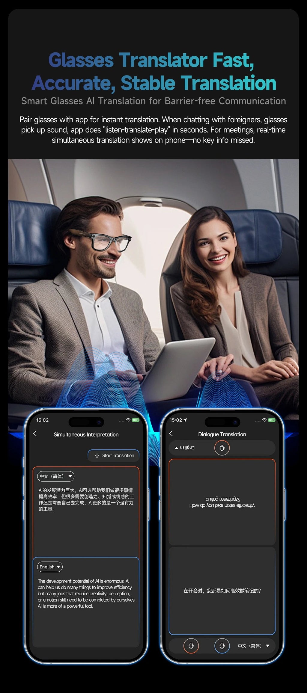 New 800W Camera AI Glasses Men Color-Changing Smart Translation Glasses Photo Video Recording Waterproof Call Smart Sunglasses LevHub