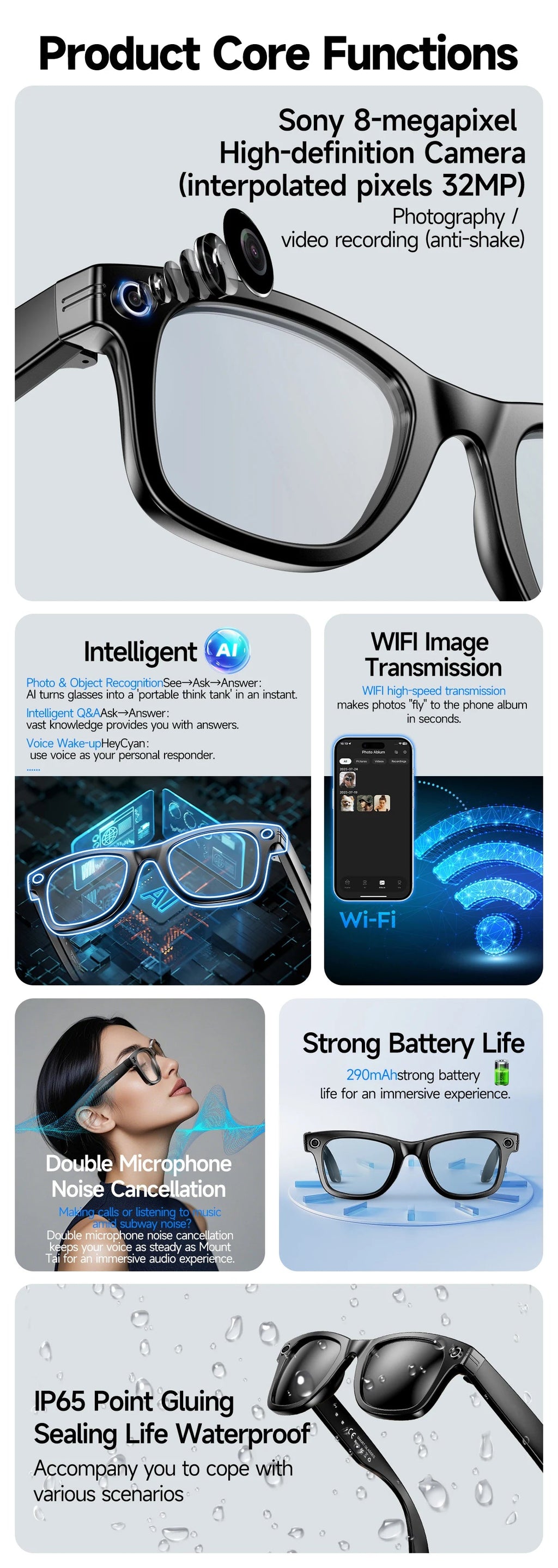 New 800W Camera AI Glasses Men Color-Changing Smart Translation Glasses Photo Video Recording Waterproof Call Smart Sunglasses LevHub