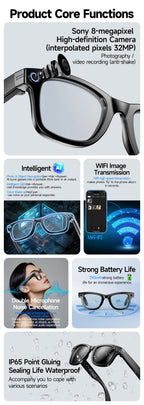 New 800W Camera AI Glasses Men Color-Changing Smart Translation Glasses Photo Video Recording Waterproof Call Smart Sunglasses LevHub